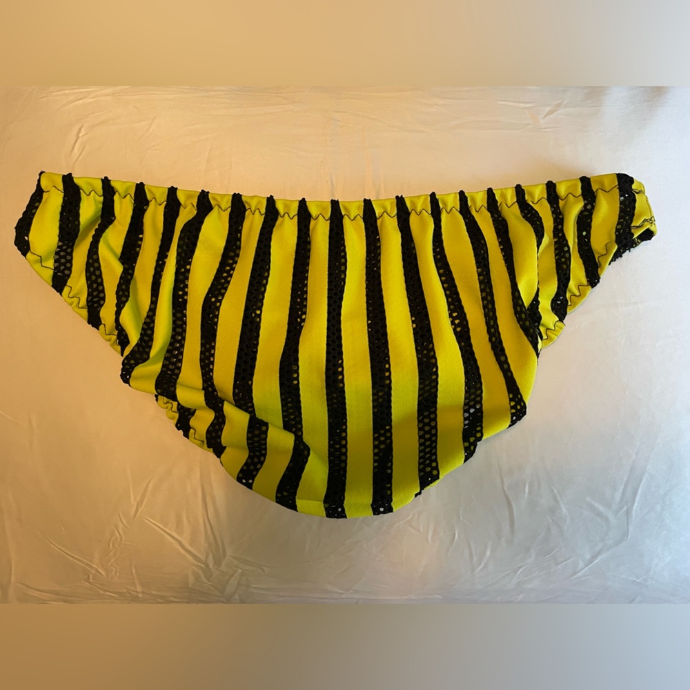 Striped Yellow and Black Men's Swim Briefs - Picture 3 of 7